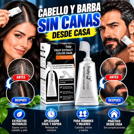 Crema colorante para cabello negra a base de extracto de fruta